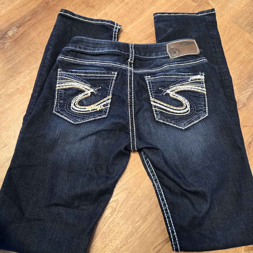 Silver Jeans Women's Berkley Dark Indigo Straight-Leg Jeans 26 X 32 - Picture 9 of 9